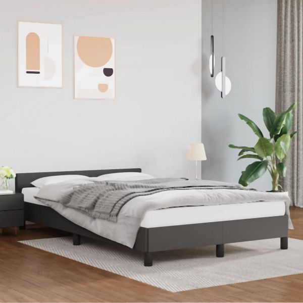 vidaXL Bettgestell mit Kopfteil ohne Matratze Grau 120x200 cm, 347493