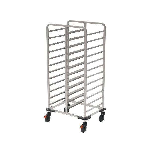 Rieber Tablett-Regalwagen 2x1/1 - Stoßecken, hygienischer Edelstahl, 88041601