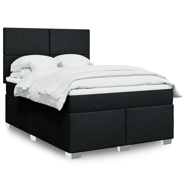 vidaXL Boxspringbett mit Matratze Schwarz 140x190 cm Stoff, 3290478