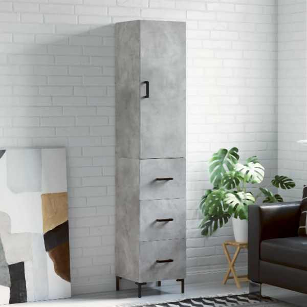vidaXL Highboard Betongrau 34,5x34x180 cm Holzwerkstoff, 3198853
