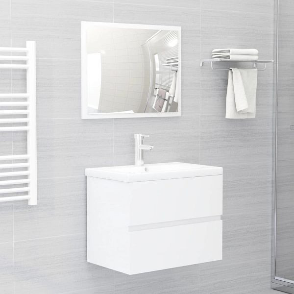 vidaXL Badmöbel-Set Hochglanz-Weiß Holzwerkstoff, 3071591