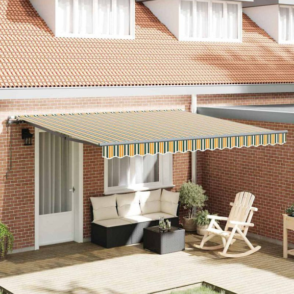 vidaXL Einziehbare Markise Grün und Gelb 400 × 350 cm Stoff, 3330837