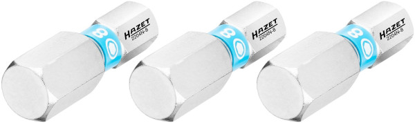 Hazet Bit, Sechskant massiv 6,3 (1/4 Zoll), Innen-Sechskant Profil, 8 mm, Anzahl Werkzeuge: 3, Schlüsselweite: 8 mm, 2204N-8/3