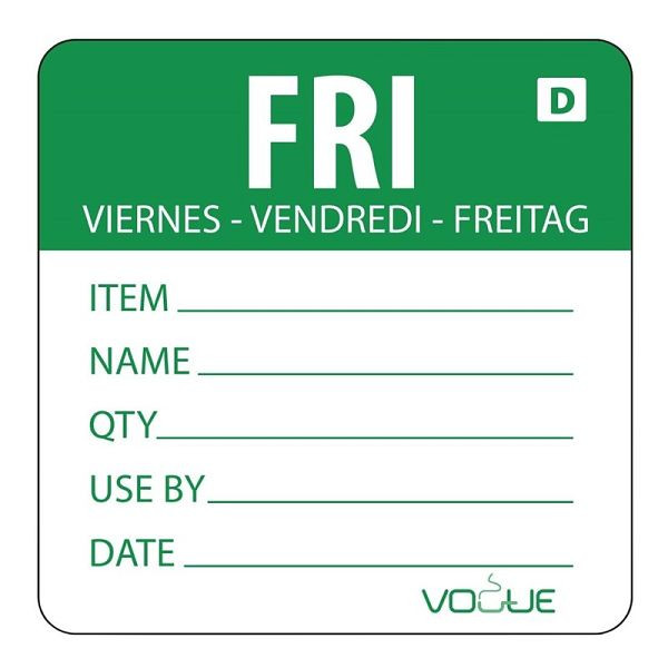 Vogue auflösbare Etiketten Freitag grün, VE: 500 Stück, GH355
