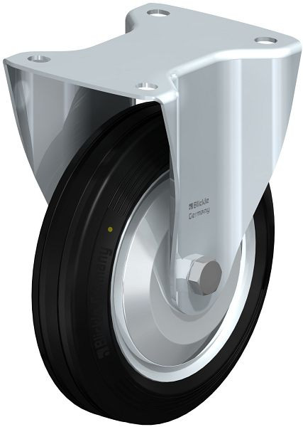 Blickle B-VE 180R-EL-FA Stahlblech-Bockrolle mit Anschraubplatte, Vollgummi, Schwarz, 749121