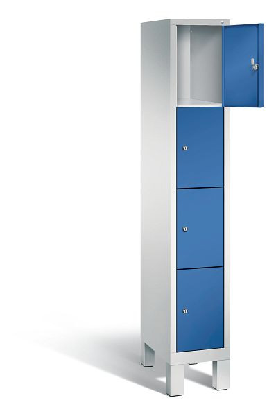 C+P Schließfachschrank Evolo, H1850xB320xT500mm, Farbe: Lichtgrau / Enzianblau, 48010-104 S10014