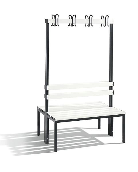 C+P Garderobenbank doppelseitig Basic, H1650xB1000xT750mm, Reinweiß, 8050-200 S10023