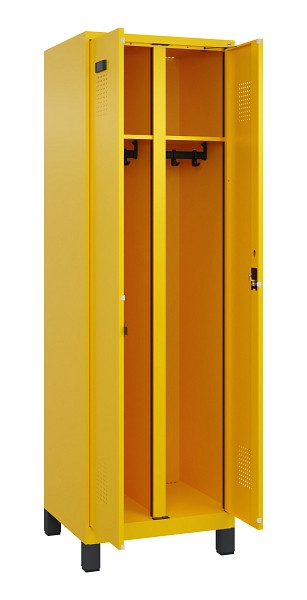 C+P Schwarz-Weiß-Spind Evolo PLUS, mit Füßen, 2 Abteile, 1950x600x500mm, 1023/1, Zylinderschloss, 049012-20 S10049