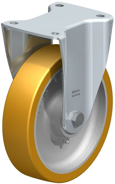 Blickle BH-GTH 200K Stahlblech-Bockrolle, Schwerlast-Ausführung, mit Anschraubplatte, Blickle Extrathane®, Hellbraun, 703