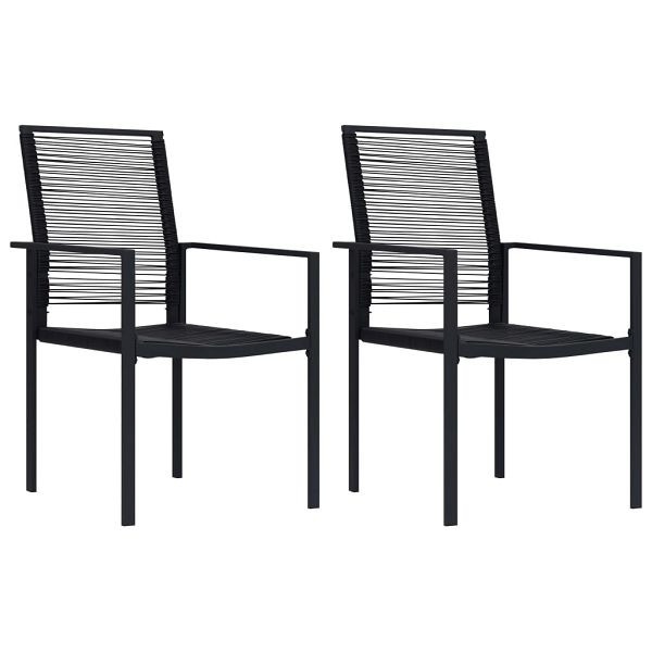 vidaXL Gartenstühle 2 Stück PVC Hohl-Rattan Schwarz, 312171