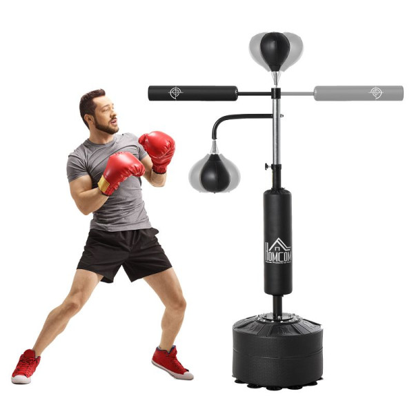 HOMCOM Boxstand Standbox-Trainer mit 2 Speedbällen Reflexstange und Saugnapf-Basis 160-230cm höhenverstellbar Geeignet für Erwachsene, A91-120