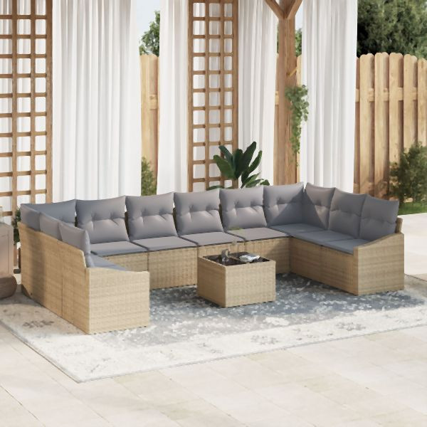 vidaXL Garten Sofa Set 11-teilig Grau Metallrahmen Garten Sofa, 3355579