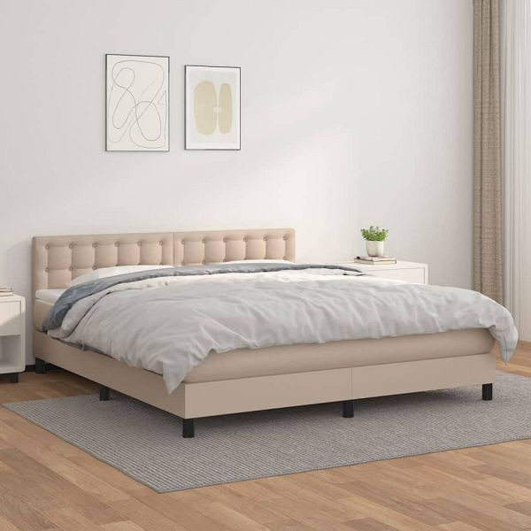 vidaXL Boxspringbett Matratze Cappuccino-Braun 160x200 cm Kunstleder, 3141136