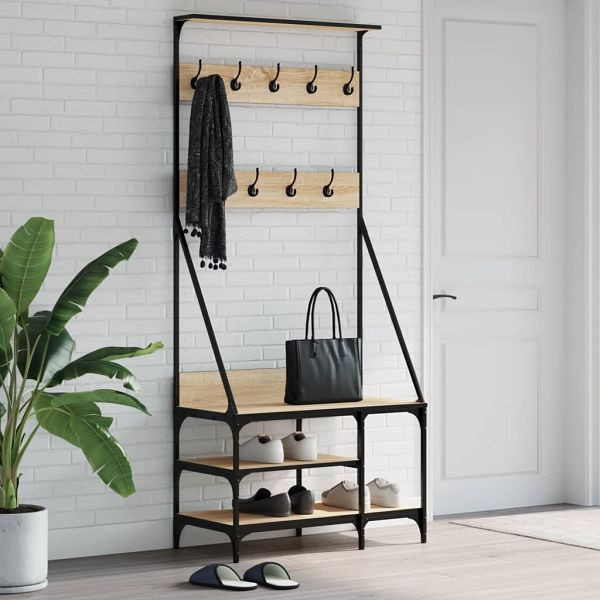 vidaXL Kleiderständer mit Schuhablage Sonoma-Eiche 80x40x184 cm, 837863