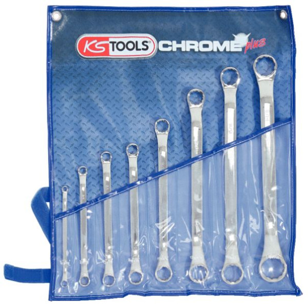 KS Tools CHROMEplus Doppel-Ringschlüssel-Satz, gekröpft, 6-teilig, 518.3120