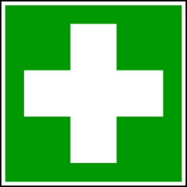 Schilder Klar Rettungszeichen Erste Hilfe DIN EN ISO 7010, 150x150 mm Folie selbstklebend, 2950/61