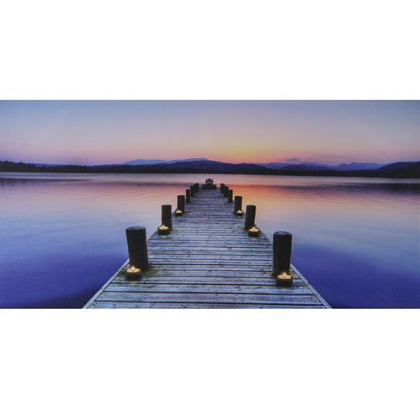 Mendler LED-Bild, Leinwandbild Leuchtbild Wandbild, Timer, 110x55cm Steg, flackernd, 36744