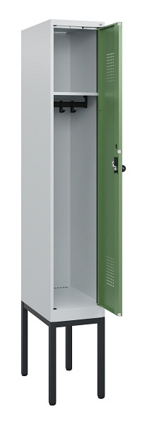 C+P Spind Evolo PLUS, Gestell, 1 Abteil, 1950x300x500mm, 7035/6011, Drehriegel, 0490305-10 S10010