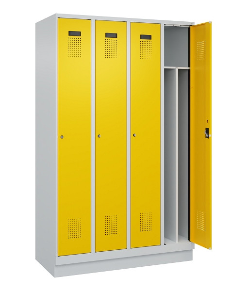 C+P Spind Evolo PLUS, mit Sockel, 4 Abteile, 1950x1200x500mm, 7035/1023, Verschluss Zylinderschloss, 049020-40F S10028