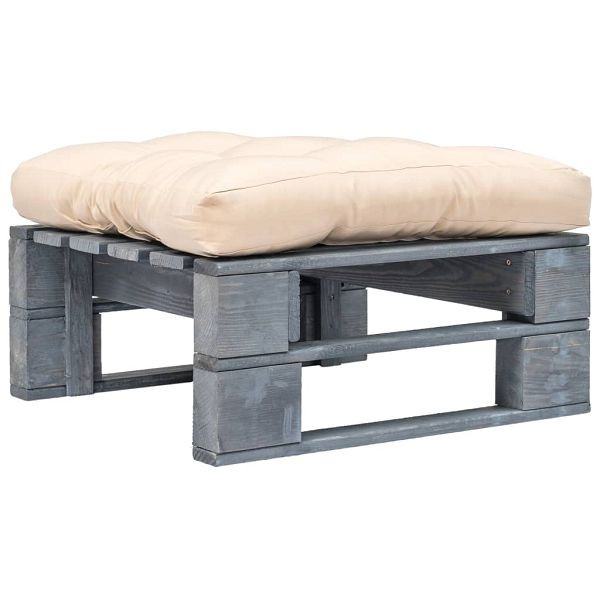 vidaXL Outdoor-Ottomane Paletten mit Kissen in Sandfarben Holz Grau, 275281