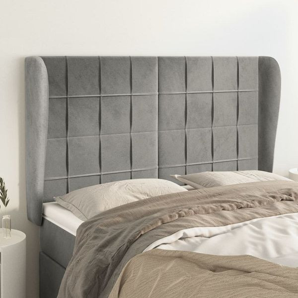 vidaXL Kopfteil mit Ohren Hellgrau 147x23x118/128 cm Samt, 3118004