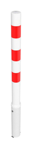 Schake Absperrpfosten Stahlrohr Ø 76 x 2,6 mm herausnehmbar, mit Profilzylinderschloss, feuerverzinkt und weiß beschichtet, 476ZB