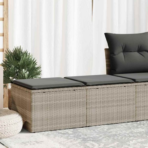 vidaXL 2-tlg. Garten-Sofagarnitur mit Kissen Hellgrau Poly Rattan, 3328665