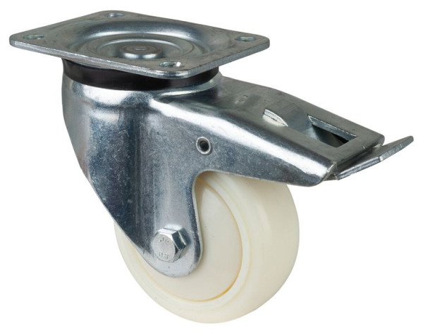 BS Rollen Schwerlastrolle mit Feststeller, Breite 50 mm, Ø125 mm, bis 450 kg, Lauffläche/Radkörper Kunststoff, Kugellager, bauchig, L620.B15.126