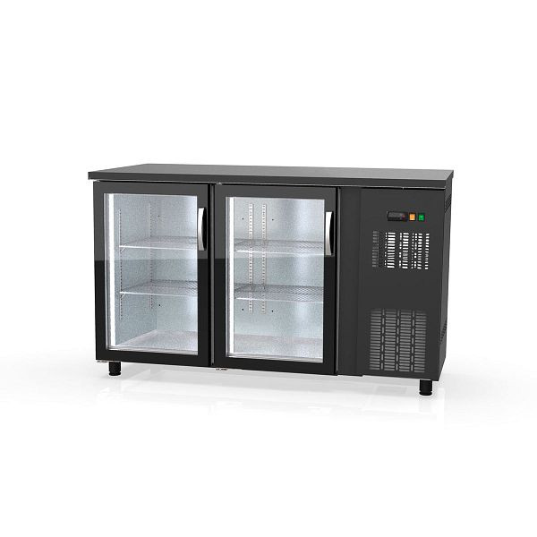 Vaiotec TOPLINE Barkühltisch 530 schwarz / 2 Glastüren, 148,5x53x85 cm, 11411