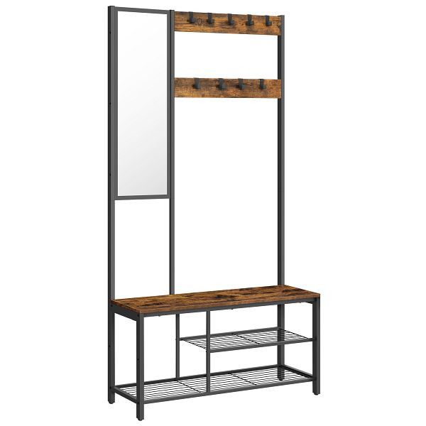 VASAGLE Hallenbaum, Rostbraun, Schwarz, 98x36x185 cm, HSR050B01