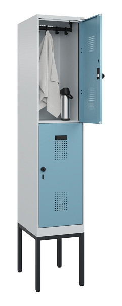 C+P Doppelstock-Spind Evolo PLUS, Gestell, 2 Fächer, 2120x400x500mm, 7035/0010, Drehriegel, 0493307-12 S10009