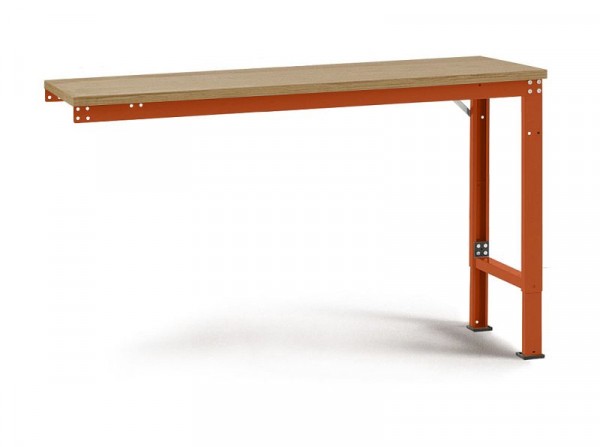 Manuflex Arbeits-Anbautisch UNIVERSAL Spezial mit Multiplexplatte, BxTxH = 2000 x 1200 x 722-1022 mm, Rotorange, AU8135.2001