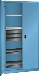 LISTA Flügeltürschrank (BxTxH) 1000x580x1950mm KEY Lock, Lichtblau, 3 Schubladen, 2 Auszugböden, 2 Verstellböden, Vollblechtür, 58.665.010