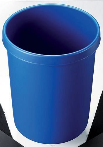 DENIOS Großpapierkorb mit umlaufendem Griffrand, 45 Liter Volumen, blau, 188-995