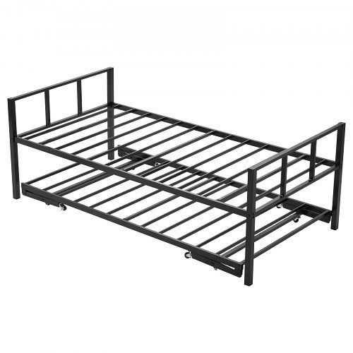 VEVOR Tagesbettrahmen Twin, mit Ausziehbett, Sofabett (181,44 kg Tragkraft) Metalllatten, schwarz, für Wohn- und Schlafzimmer, ZWLYZYTWINCCJZB7Z001V0