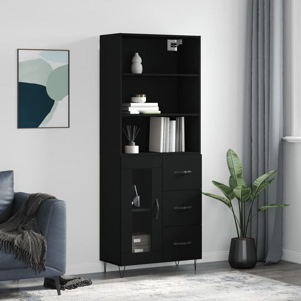 vidaXL Highboard Schwarz 69,5x34x180 cm Holzwerkstoff, 3189502