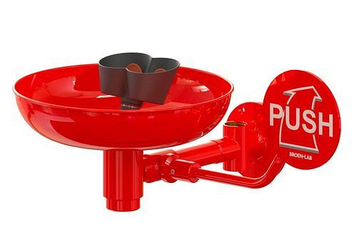 B-SAFETY Augendusche mit Auffangbecken, rot, Wandmontage, 3/4" für Zirkulation, DVGW, 306255