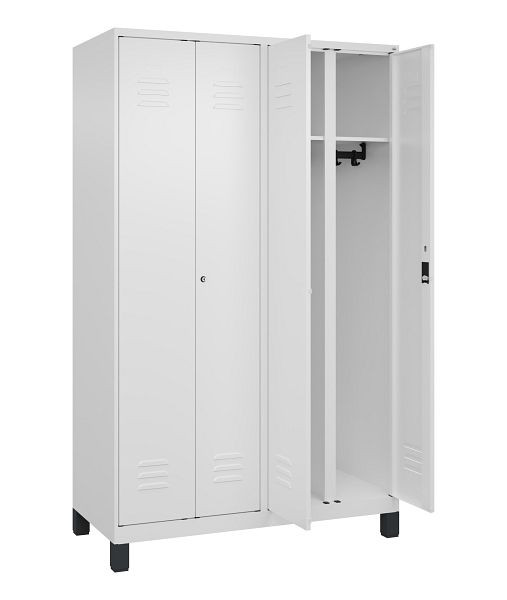 C+P Schwarz-Weiß-Spind Classic PLUS, Füße, 4 Abteile, 1950x1200x500mm, 9016/9016, 080012-40 S10029