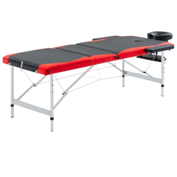 vidaXL Massageliege Klappbar 3-Zonen Aluminiumgestell Schwarz und Rot, 110238
