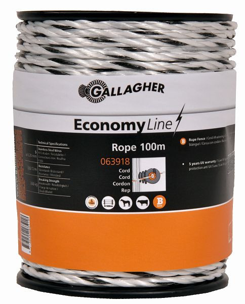 Gallagher EconomyLine Cord ECO 100m weiß, 063918, 8713235063918