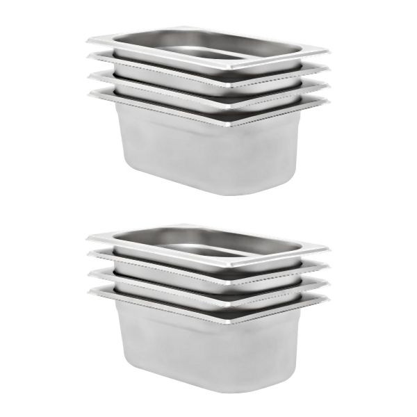 vidaXL Gastronormbehälter 8 Stück GN 1/4 100 mm Edelstahl, 50902