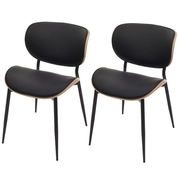 Mendler 2er-Set Esszimmerstuhl HWC-O45, Stuhl, Bugholz Kunstleder 280g/m² Öko-Tex FSC®, natur, schwarz, 118238