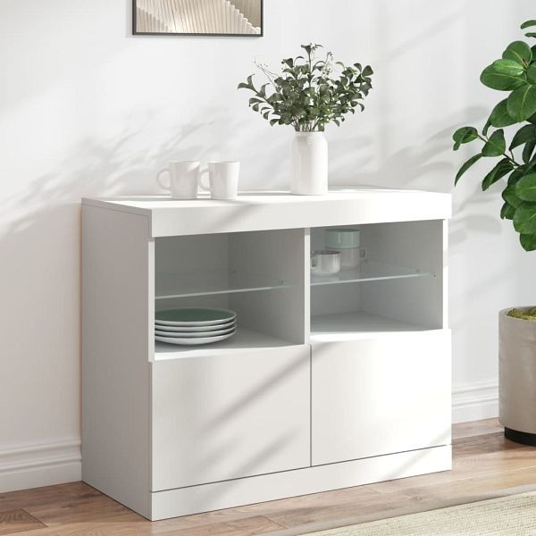 vidaXL Sideboard mit LED-Leuchten Weiß 81x37x67 cm, 836658