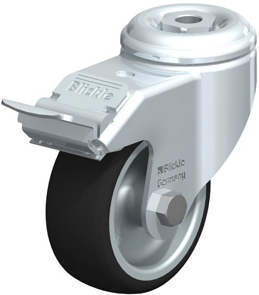 Blickle LKRA-PATH 80G-11-FI Apparate-Lenkrolle mit Rückenloch & Feststeller, Thermoplastisches Polyurethan, Grau, 576389