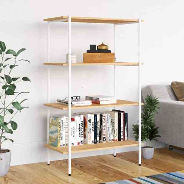 vidaXL Regal mit 4 Böden Weiß und Eiche-Optik 80x40x130 cm, 336346