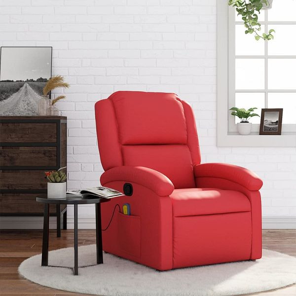 vidaXL Massagesessel Rot Kunstleder, Füllmaterial: Schaumstoff, PP-Faser, 371787