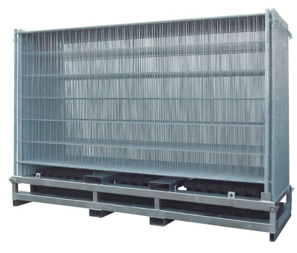 Schake SET mit 29 Bauzäunen und Zubehör auf Lager- und Transporttraverse, 3B211-SET3