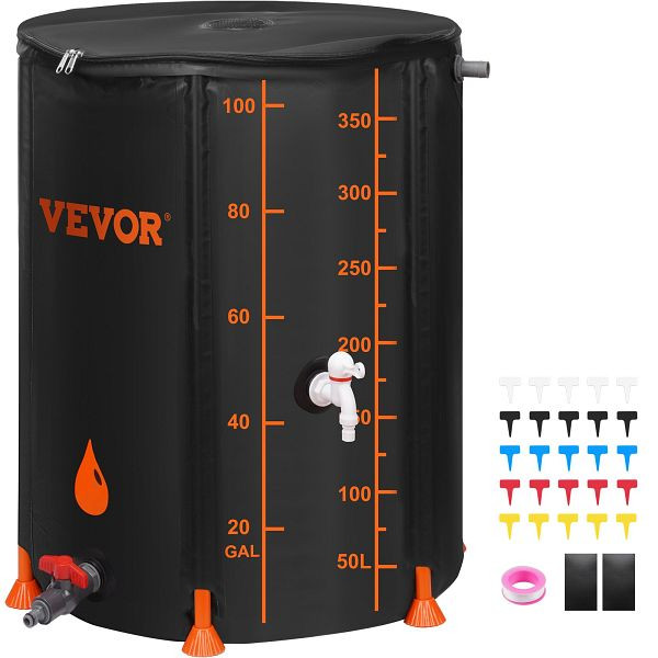 VEVOR Regentank 379 Liter Faltbare Regentonne 1000D PVC-Material, ZDYSTJL100PVCHTGYV0