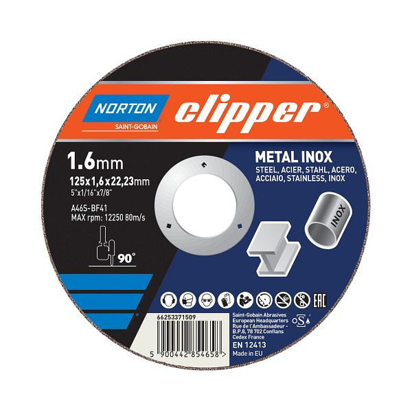 Norton Clipper Trennscheibe Metall Ø115x0,8x22,23 mm, VE: 25 Stück, 66252849196
