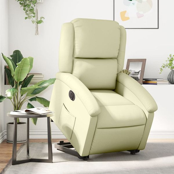 vidaXL Relaxsessel mit Aufstehhilfe Elektrisch Creme Echtleder, 3204272